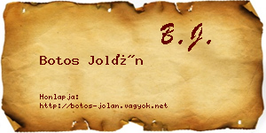 Botos Jolán névjegykártya